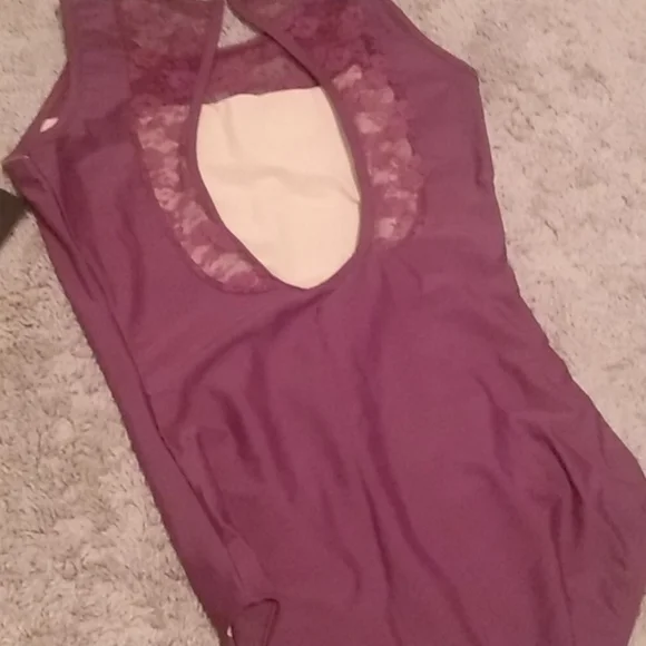Lace Insert Tank Leotard - Picture 6 of 7
